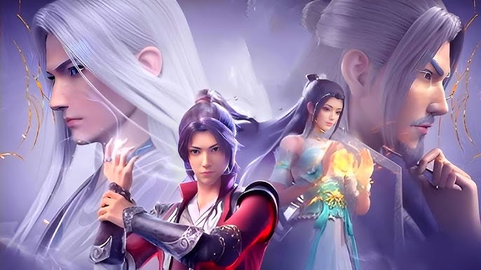 Все аниме франшизы Расколотая битвой синева небес по порядку